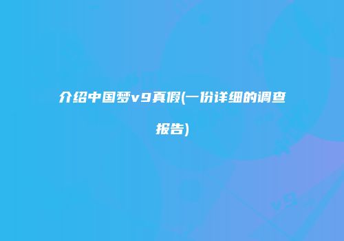 介绍中国梦v9真假(一份详细的调查报告)