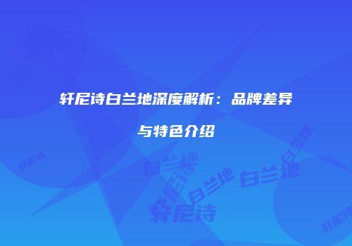轩尼诗白兰地深度解析：品牌差异与特色介绍