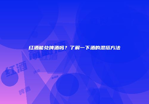 红酒能兑啤酒吗？了解一下酒的混搭方法