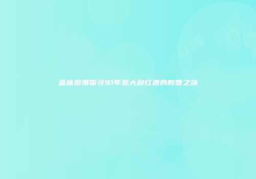 品味浪漫探寻91年意大利红酒的醇香之旅