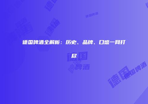 德国啤酒全解析：历史、品牌、口感一网打尽