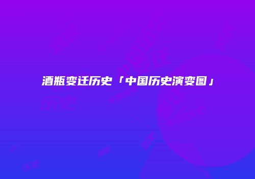 酒瓶变迁历史「中国历史演变图」