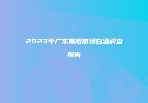 2023年广东揭阳市场白酒调查报告