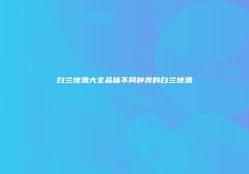 白兰地酒大全品味不同种类的白兰地酒