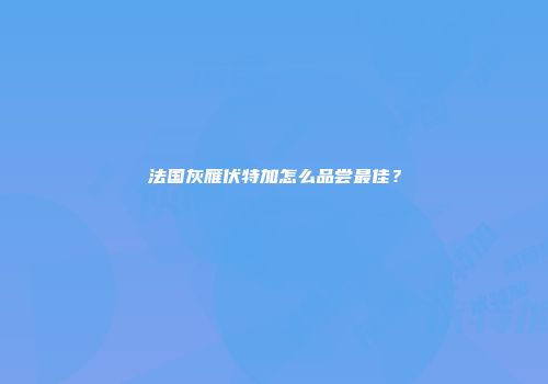 法国灰雁伏特加怎么品尝最佳？
