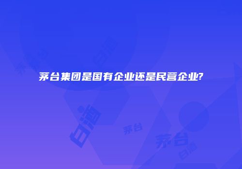 茅台集团是国有企业还是民营企业?