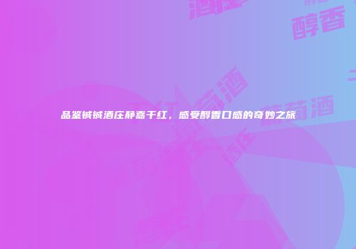 品鉴铖铖酒庄静嘉干红，感受醇香口感的奇妙之旅