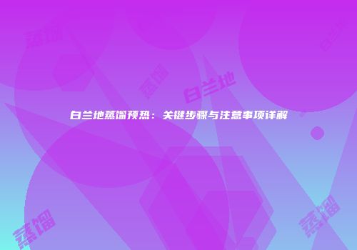 白兰地蒸馏预热：关键步骤与注意事项详解
