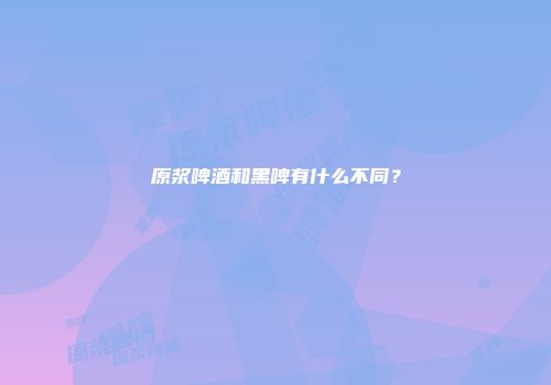 原浆啤酒和黑啤有什么不同？