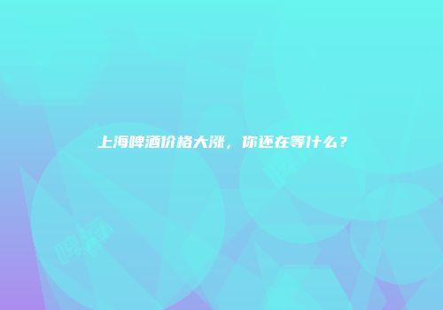 上海啤酒价格大涨，你还在等什么？
