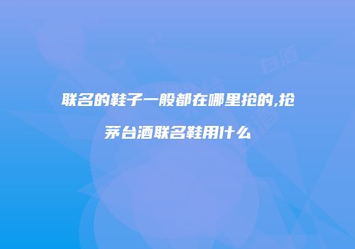 联名的鞋子一般都在哪里抢的,抢茅台酒联名鞋用什么