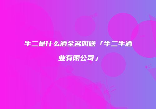 牛二是什么酒全名叫啥「牛二牛酒业有限公司」