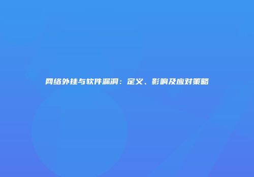 网络外挂与软件漏洞：定义、影响及应对策略