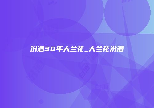 汾酒30年大兰花_大兰花汾酒