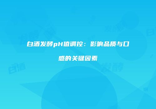 白酒发酵pH值调控：影响品质与口感的关键因素