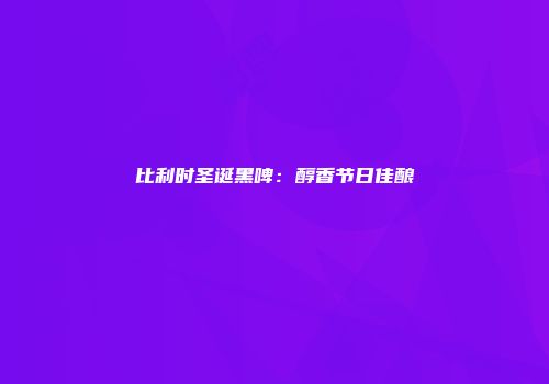 比利时圣诞黑啤：醇香节日佳酿