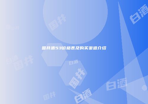 国井酒53价格表及购买渠道介绍