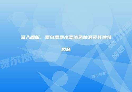 深入解析：费尔德堡小麦浓色啤酒及其独特风味