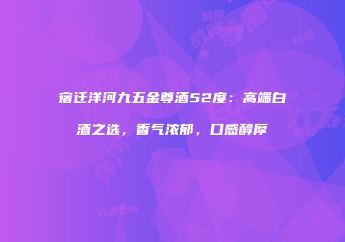 宿迁洋河九五金尊酒52度：高端白酒之选，香气浓郁，口感醇厚