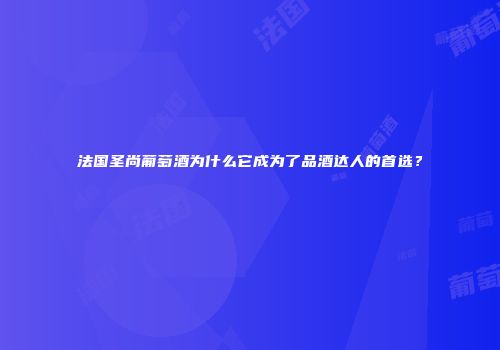 法国圣尚葡萄酒为什么它成为了品酒达人的首选？