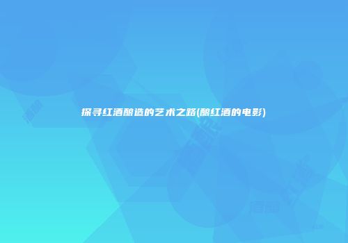 探寻红酒酿造的艺术之路(酿红酒的电影)