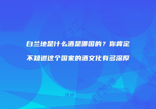 白兰地是什么酒是哪国的？你肯定不知道这个国家的酒文化有多深厚