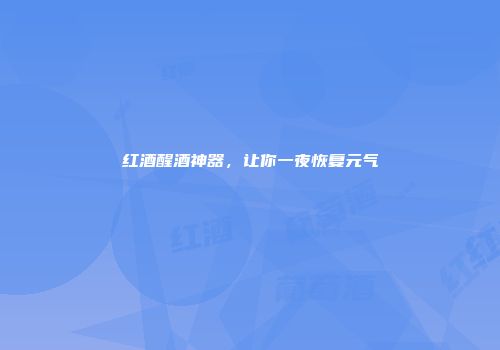 红酒醒酒神器，让你一夜恢复元气