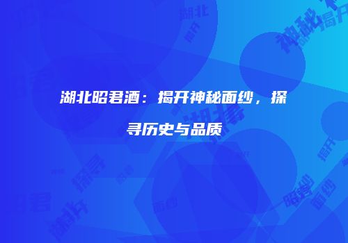 湖北昭君酒：揭开神秘面纱，探寻历史与品质