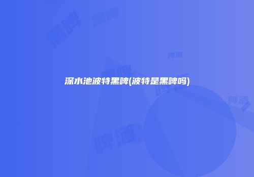 深水池波特黑啤(波特是黑啤吗)