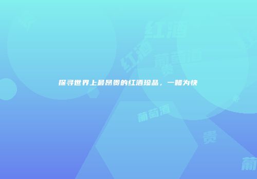 探寻世界上最昂贵的红酒珍品，一睹为快