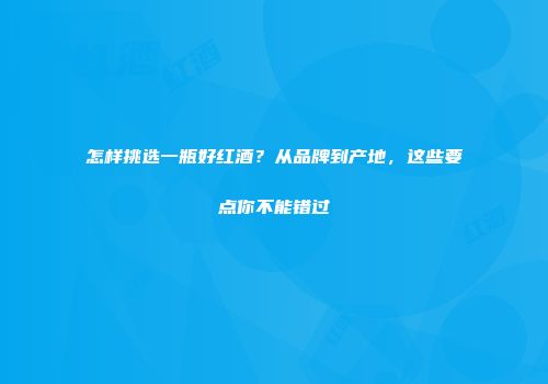 怎样挑选一瓶好红酒？从品牌到产地，这些要点你不能错过