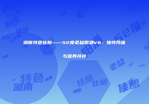 湖南特色佳酿——52度老益阳酒V6：独特风味与营养并存