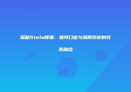 探秘Stela啤酒：独特口感与深厚历史的完美融合