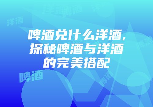 啤酒兑什么洋酒,探秘啤酒与洋酒的完美搭配