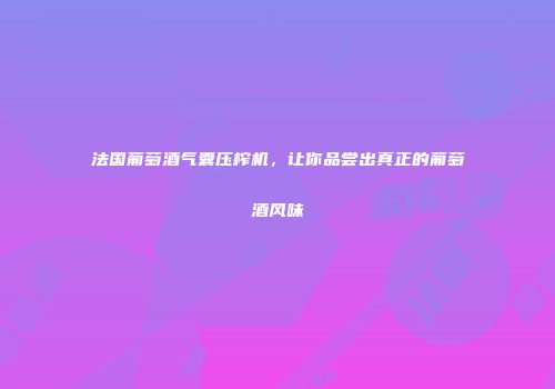 法国葡萄酒气囊压榨机，让你品尝出真正的葡萄酒风味