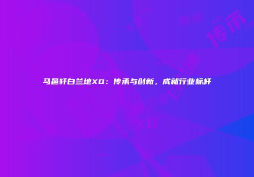 马邑轩白兰地XO：传承与创新，成就行业标杆
