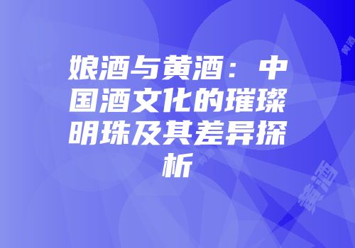 娘酒与黄酒：中国酒文化的璀璨明珠及其差异探析