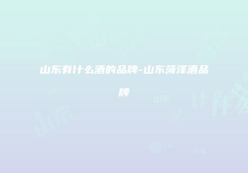 山东有什么酒的品牌-山东菏泽酒品牌