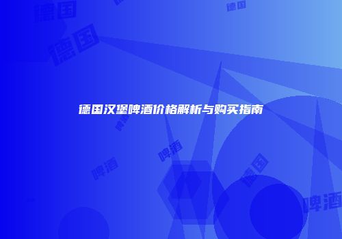 德国汉堡啤酒价格解析与购买指南