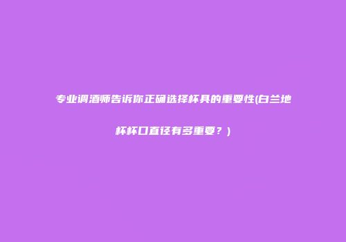 专业调酒师告诉你正确选择杯具的重要性(白兰地杯杯口直径有多重要？)