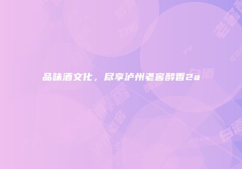 品味酒文化，尽享泸州老窖醇香2a