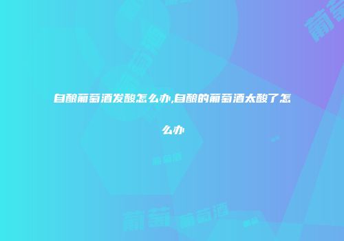 自酿葡萄酒发酸怎么办,自酿的葡萄酒太酸了怎么办