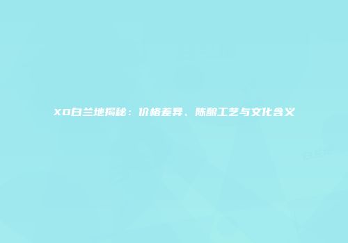 XO白兰地揭秘：价格差异、陈酿工艺与文化含义