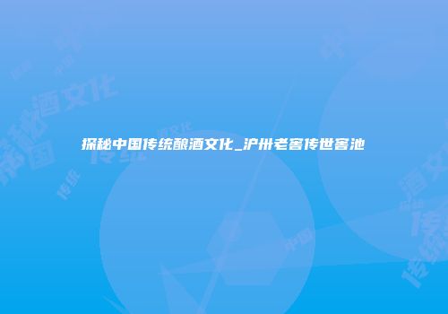 探秘中国传统酿酒文化_沪卅老窖传世窖池