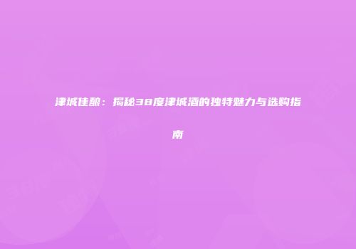 津城佳酿：揭秘38度津城酒的独特魅力与选购指南
