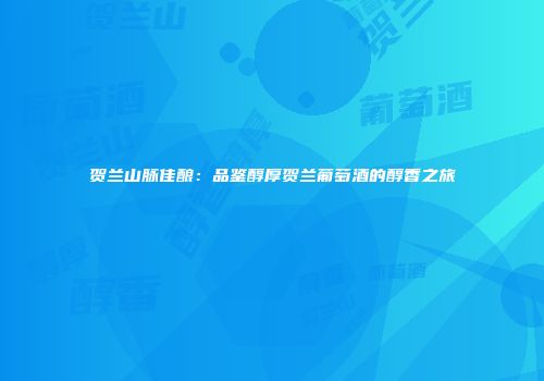贺兰山脉佳酿：品鉴醇厚贺兰葡萄酒的醇香之旅