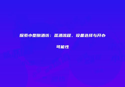 探索小型酿酒坊：蒸酒流程、设备选择与开办可能性