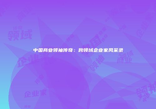 中国商业领袖传奇：跨领域企业家风采录