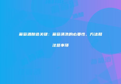 葡萄酒酿造关键：葡萄清洗的必要性、方法和注意事项