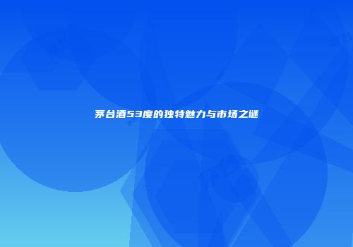 茅台酒53度的独特魅力与市场之谜